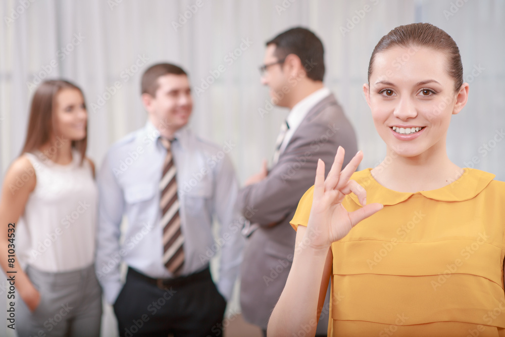 Female business manager managing calls Female business manager managing calls