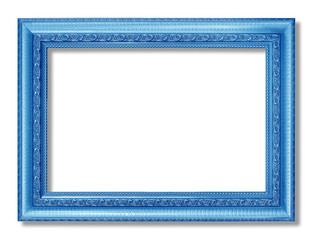 The antique blue frame on the white background