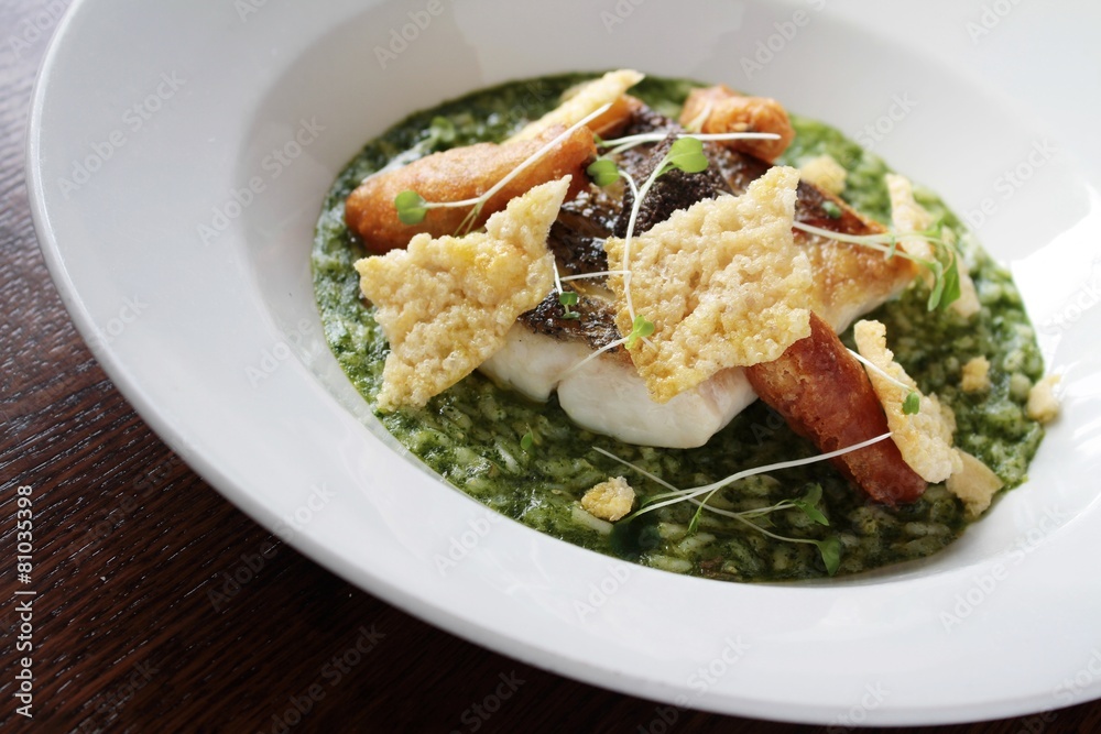 cod fillet with risotto