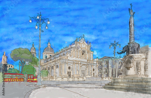 Painting of Catania's main square
