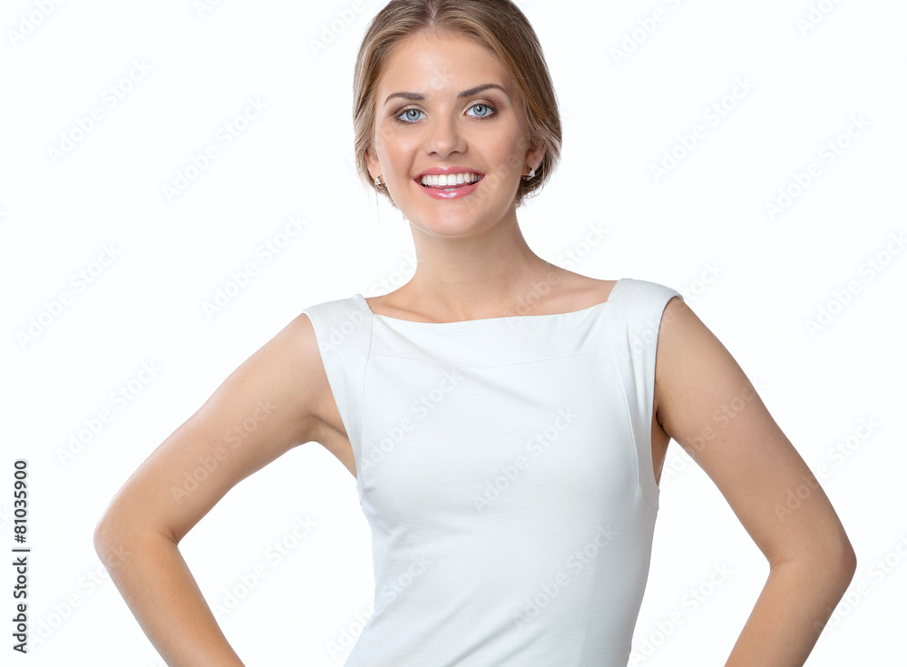 Attractive young woman portrait isolated on white background Attractive young woman portrait isolated on white background