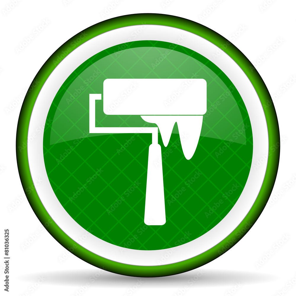 brush green icon paint sign brush green icon paint sign