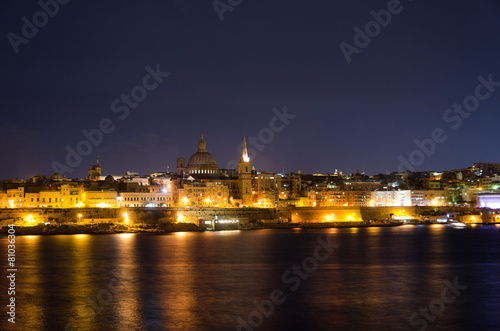 View of Malta. Old Valletta in night