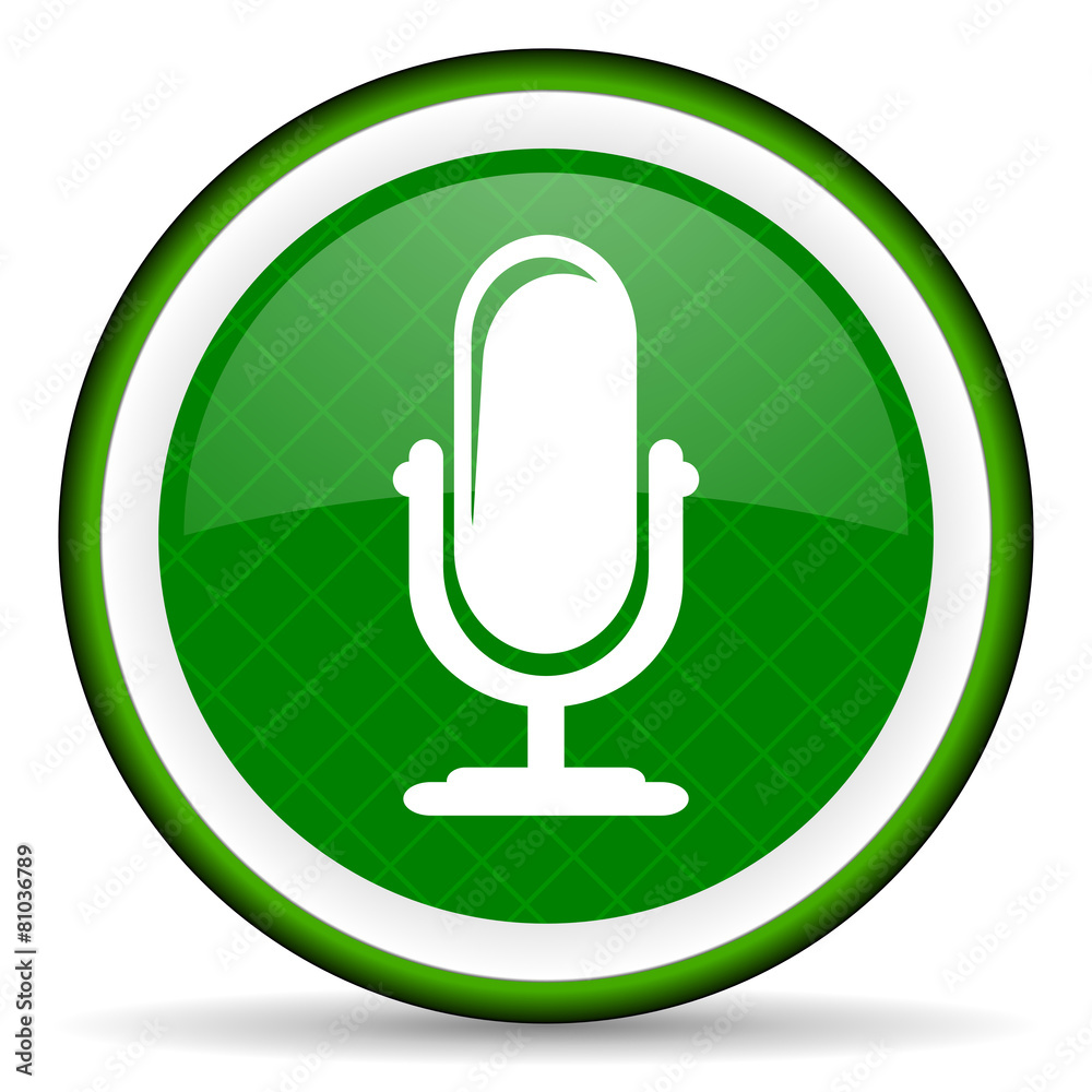 microphone green icon podcast sign