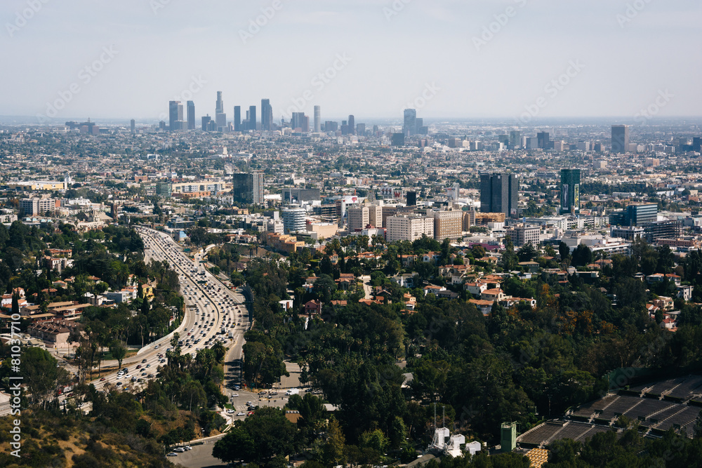 View of the Los Angeles skyline from the Hollywood Bowl Overlook