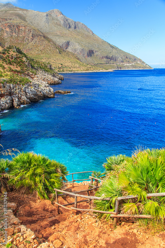 View of a typical coastline of Sicily, Italy