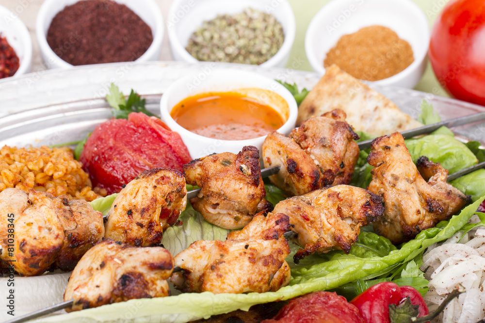 Turkish and Arabic Traditional Skewer Chicken Kebab Turkish and Arabic Traditional Skewer Chicken Kebab