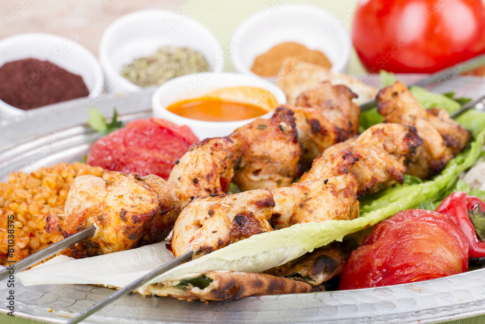 Turkish and Arabic Traditional Skewer Chicken Kebab Turkish and Arabic Traditional Skewer Chicken Kebab
