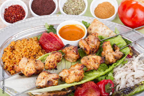 Turkish and Arabic Traditional Skewer Chicken Kebab