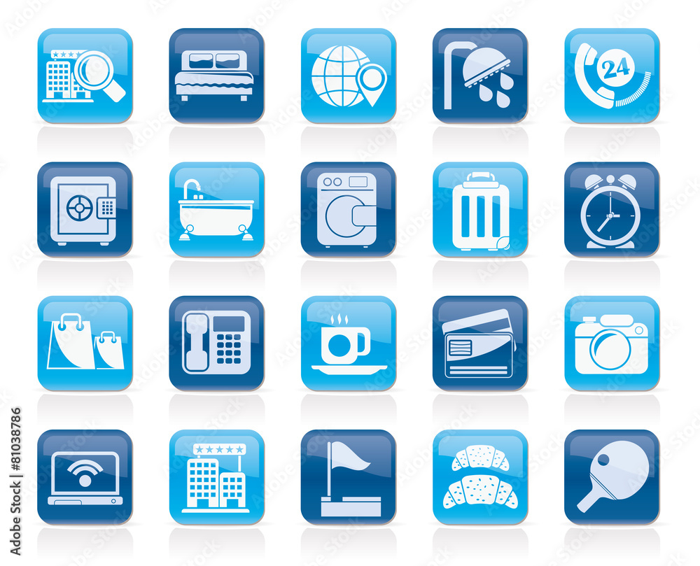Hotel and motel services icons 1- vector icon set