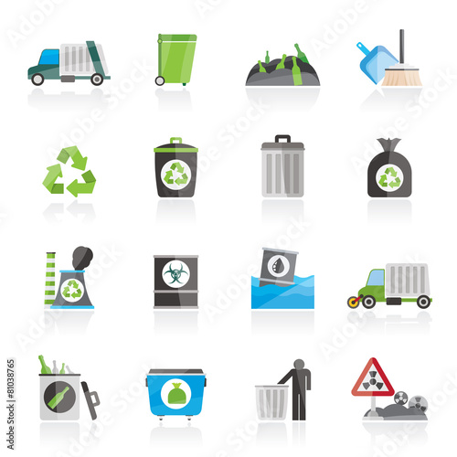 Garbage, cleaning and rubbish icons