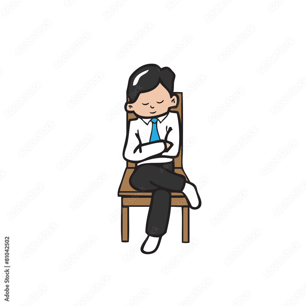 Businessman sits cross hands