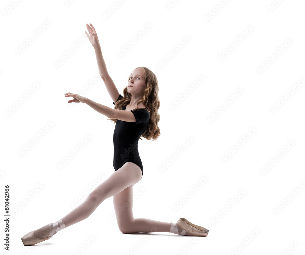 Image of beautiful ballet dancer posing in studio