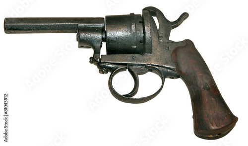 isolated rusty vintage firearm revolver