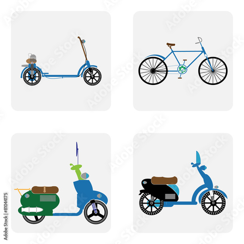 monochrome icon set with motorbike