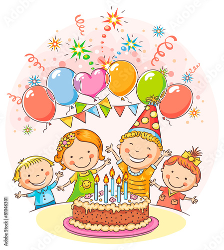 Happy Kids at the Birthday Party