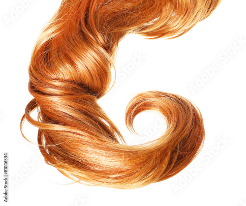 curl Red Hair isolated on white background