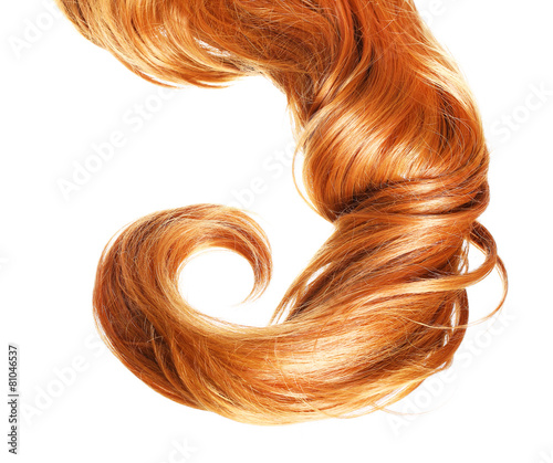curl Red Hair isolated on white background