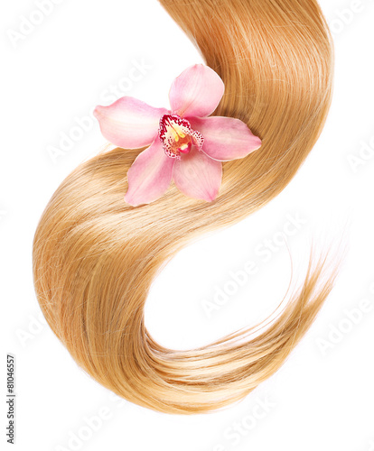 blond Hair with flower isolated on white background