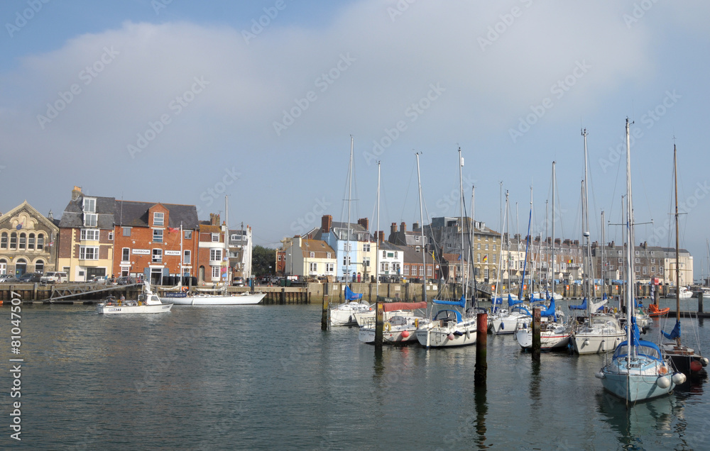 Boats moored in Weymouth harbour, Dorset