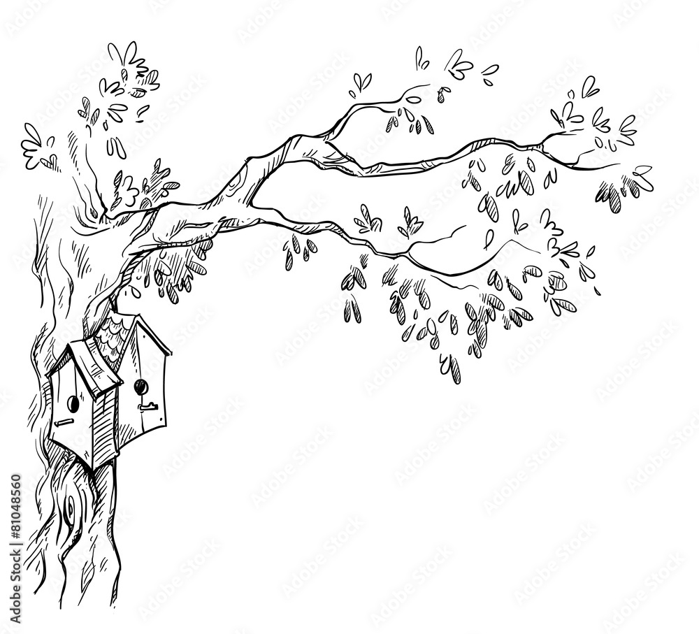 Naklejka premium bird houses on a tree