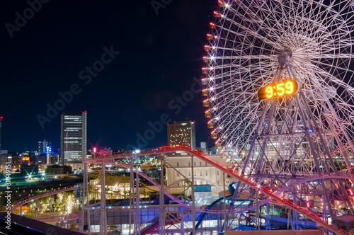 night scene of the Yokohama area in Japan