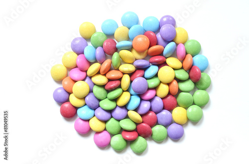 Isolated colored smarties on white background