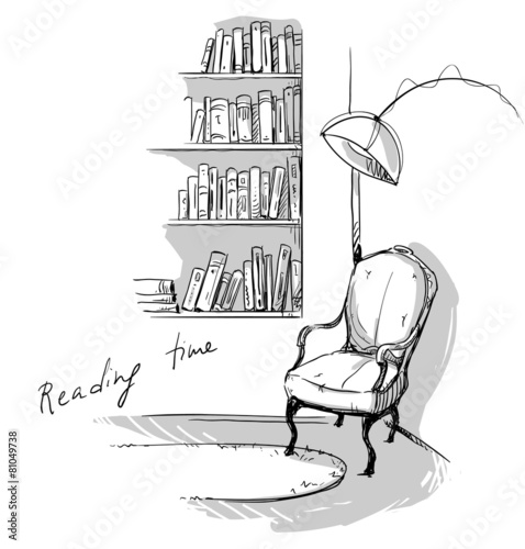 Reading time. A quiet cozy corner at home