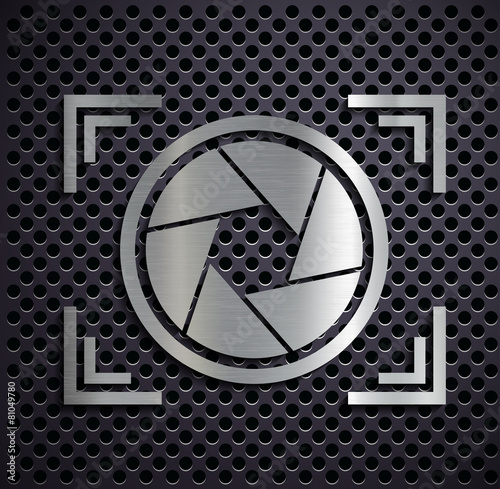 Flat metallic logo camera.