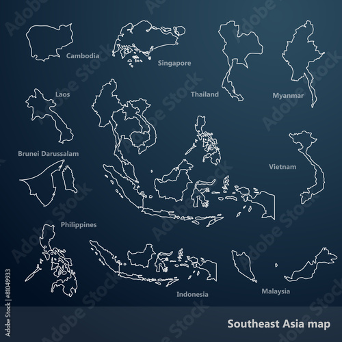 Asian Economic Community, Association of Southeast Asia map vect