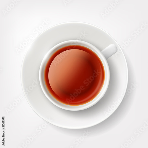 White cup of tea.