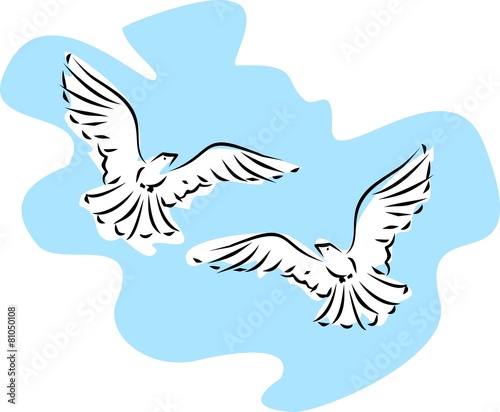 Sketch of two flying dove