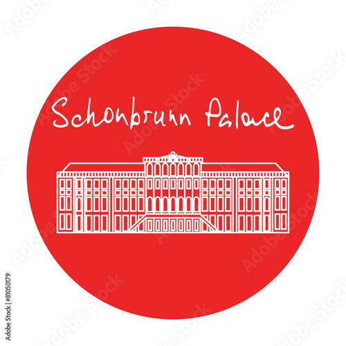 Vienna Schonbrunn Palace vector red circle icon in linear style