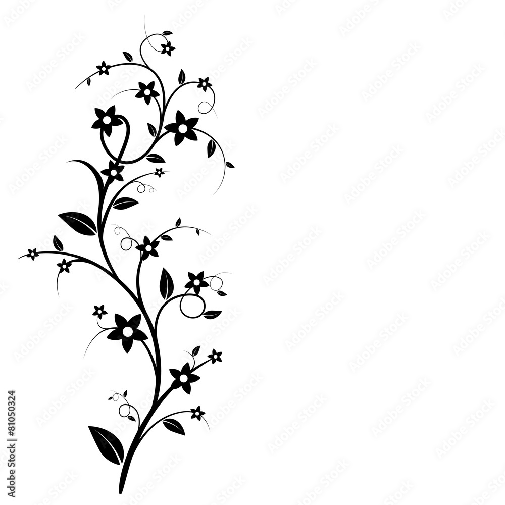 Fototapeta premium Stem with leaves and flowers.