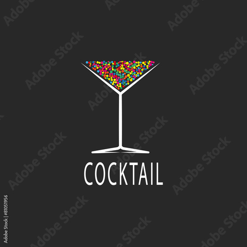 Cocktail logo, alcohol poster template, happy hour