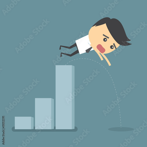 Businessman jump down from ...
