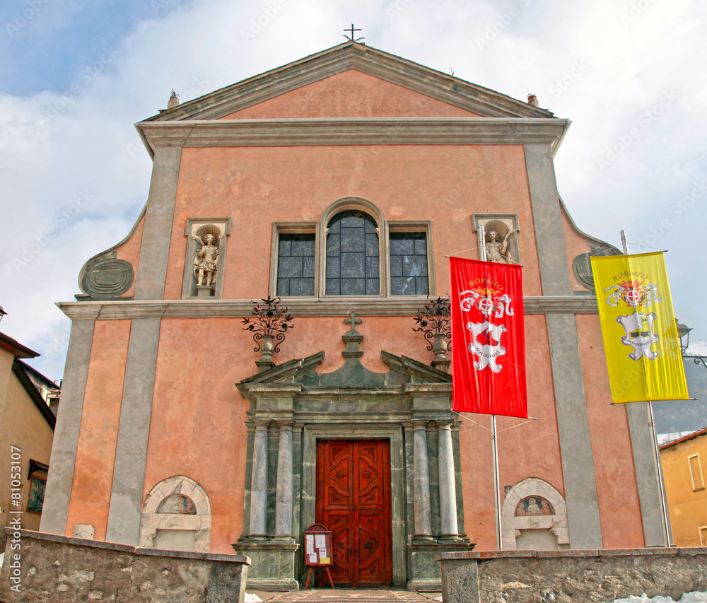 Church on the Square in Bormio, Italian Alps