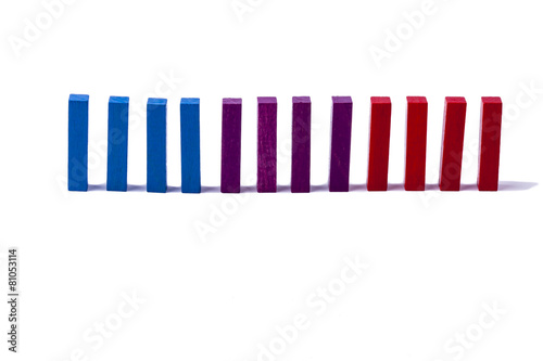 Colourful wooden blocks - white background.