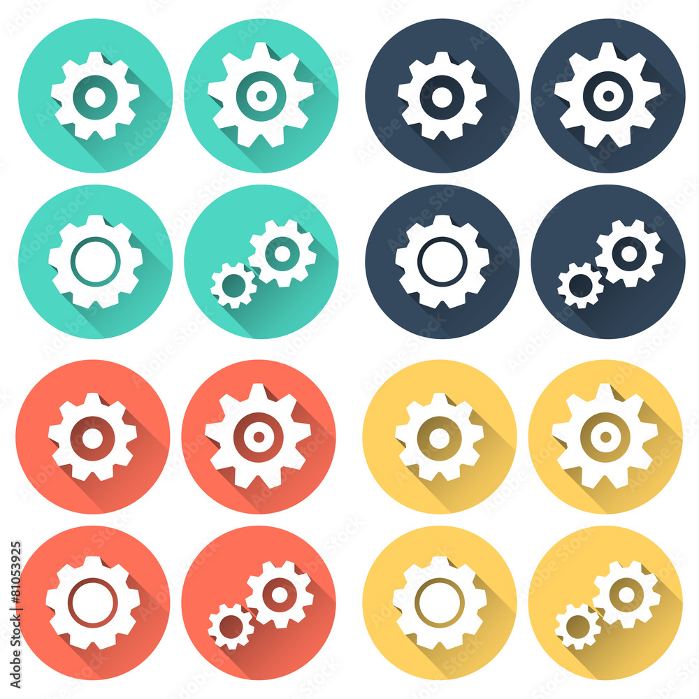 Cogs and Gears Flat Icon Set Cogs and Gears Flat Icon Set