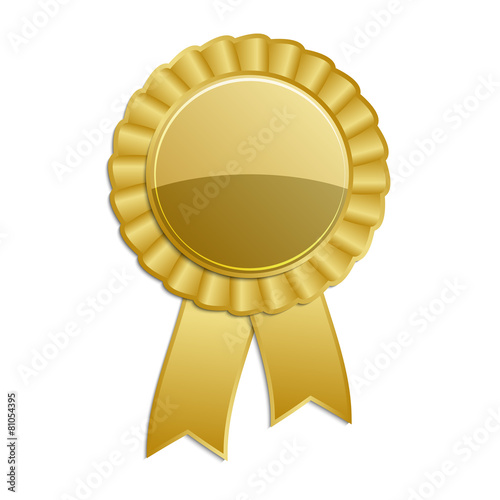 gold blank award rosette with ribbon
