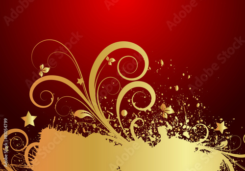 Grunge Golden Flourish Background