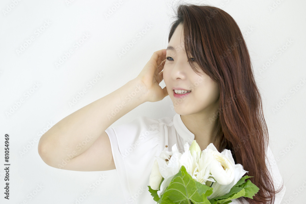 Beautiful asian woman with flowers Beautiful asian woman with flowers