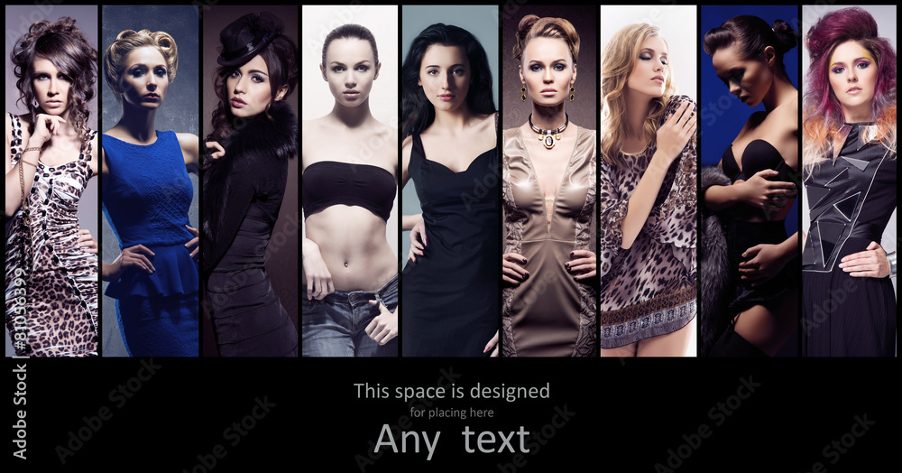 Obraz premium Fashion collection of women posing in fashion dresses