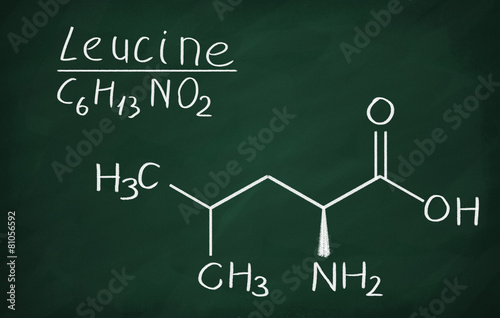 Chemical formula of Leucine on a blackboard photo