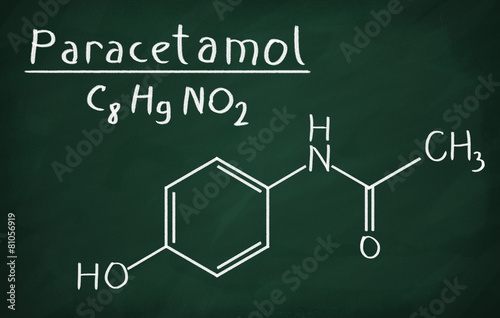 Chemical formula of Paracetamol on a blackboard photo