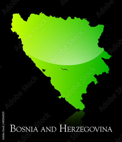 Bosnia and Herzegovina green shiny map #81056929
