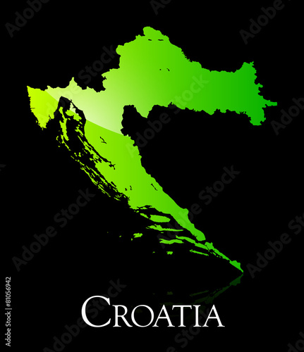 Croatia green shiny map #81056942