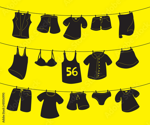 various clothes on washing line