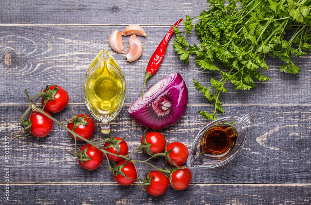 Set of vegetables for sauce salsa Set of vegetables for sauce salsa
