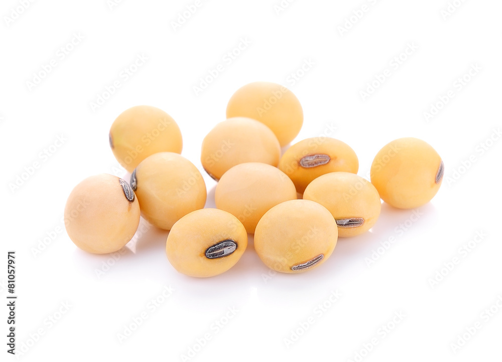 soy beans on white background.